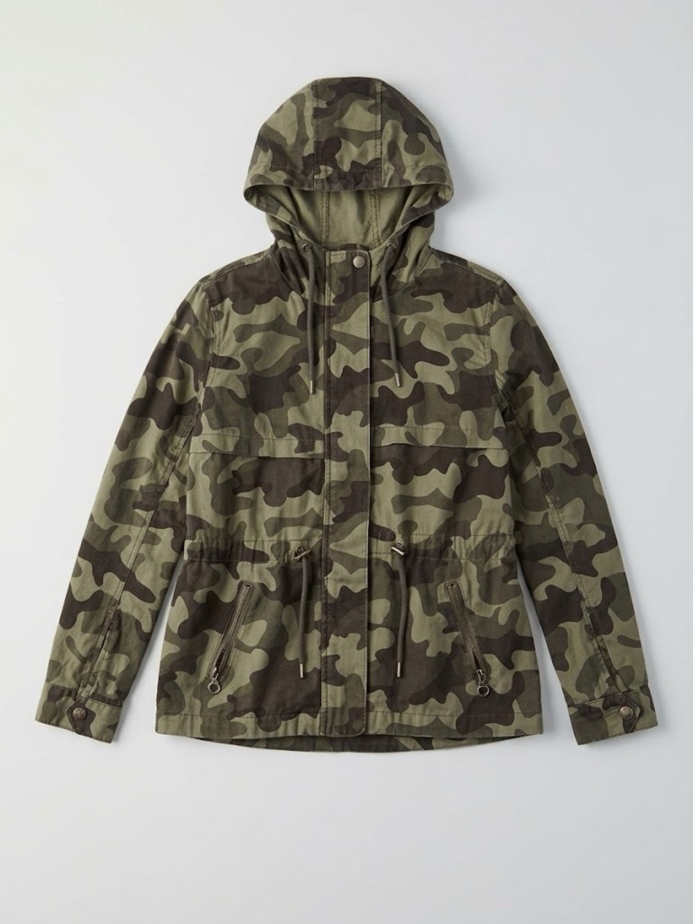 Women’s Hooded Camouflage Utility Jacket - Olive Camo